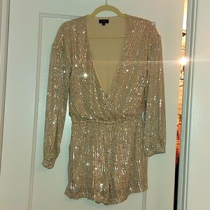 Sequin gold long sleeve romper